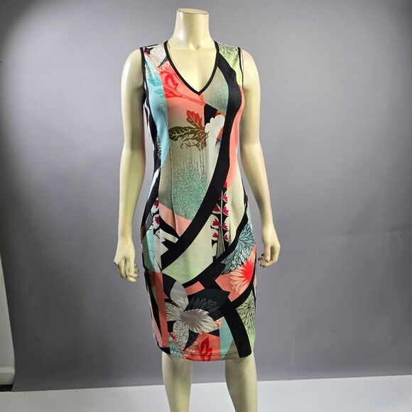 Joseph Ribkoff Colorful V-Neck Midi Dress R8 - Picture 1 of 5